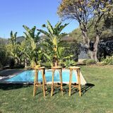 3 tabourets rotin vintage