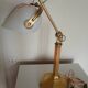 Lampe de bureau Laiton & Opaline satiné, femme à l'antique noeuds de rubans