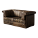 Vintage Mid-Century Modern German Brutalist Brown Leather 2-Seater Sofa