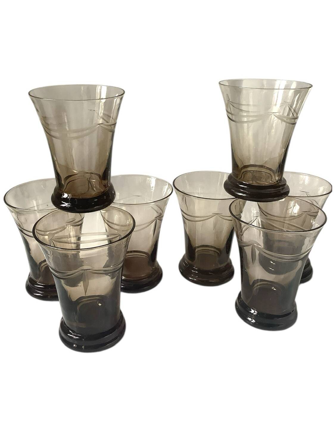 8 smoked glass glasses