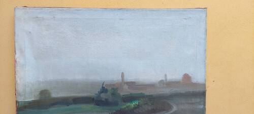 Oil painting on canvas view of Florence San Frediano early 1900