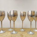 6 vintage metal stemmed glasses from the 1970s