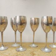 6 verres sur pied métal vintage 1970