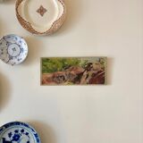 Oil painting on canvas "Forest, cliff and characters" n°32