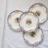 Set of 4 Boch dessert plates, Fructidor service, vintage