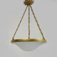 Art nouveau glass washbasin suspension, bronze structure with 3 lights