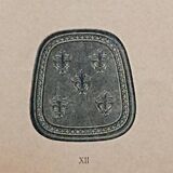 2 bistro chairs from 1905 by KOHN No. 187, wooden seats with 5 fleur-de-lis motifs