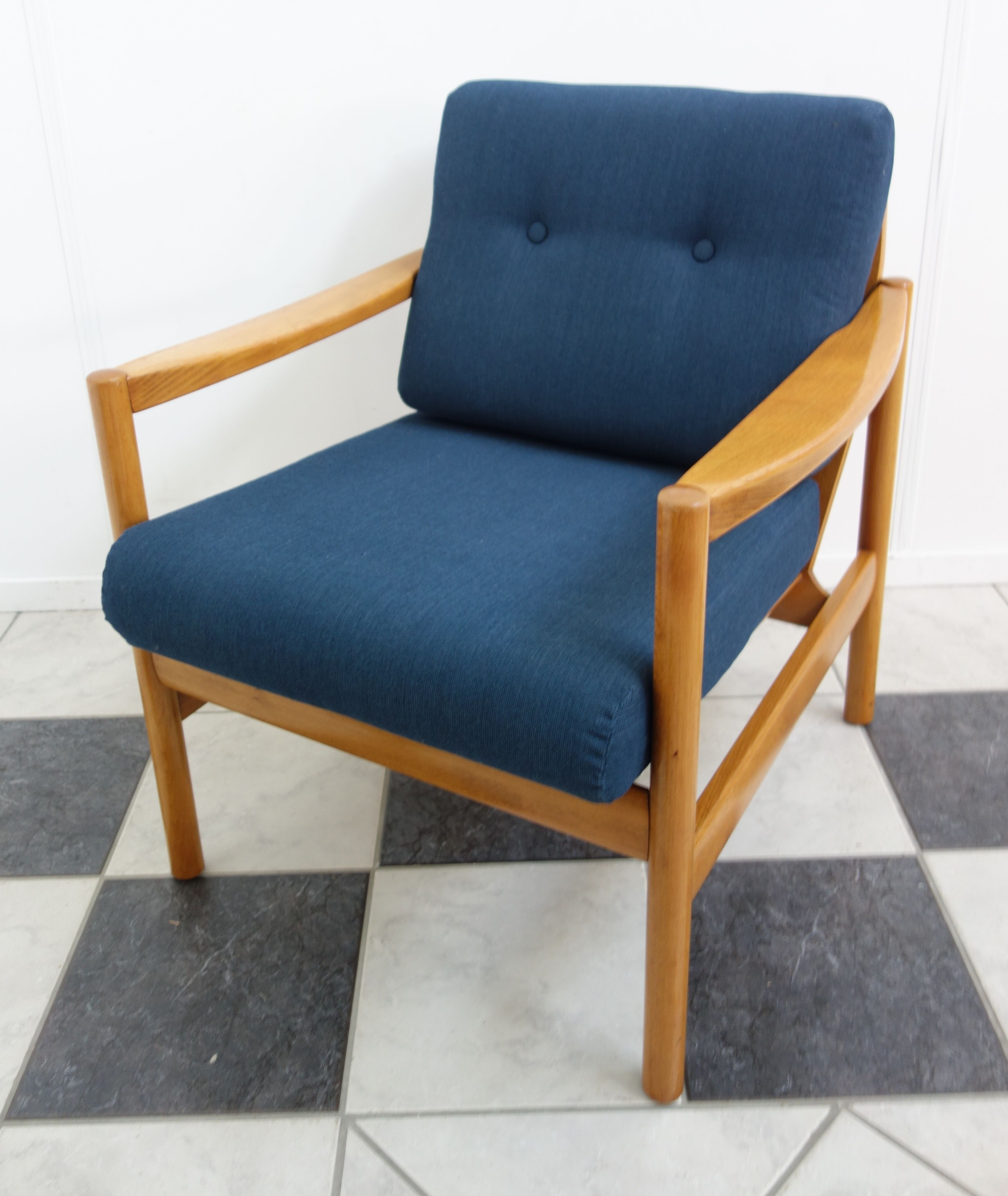 Walter knoll relax armchair 1960s in blue fabric