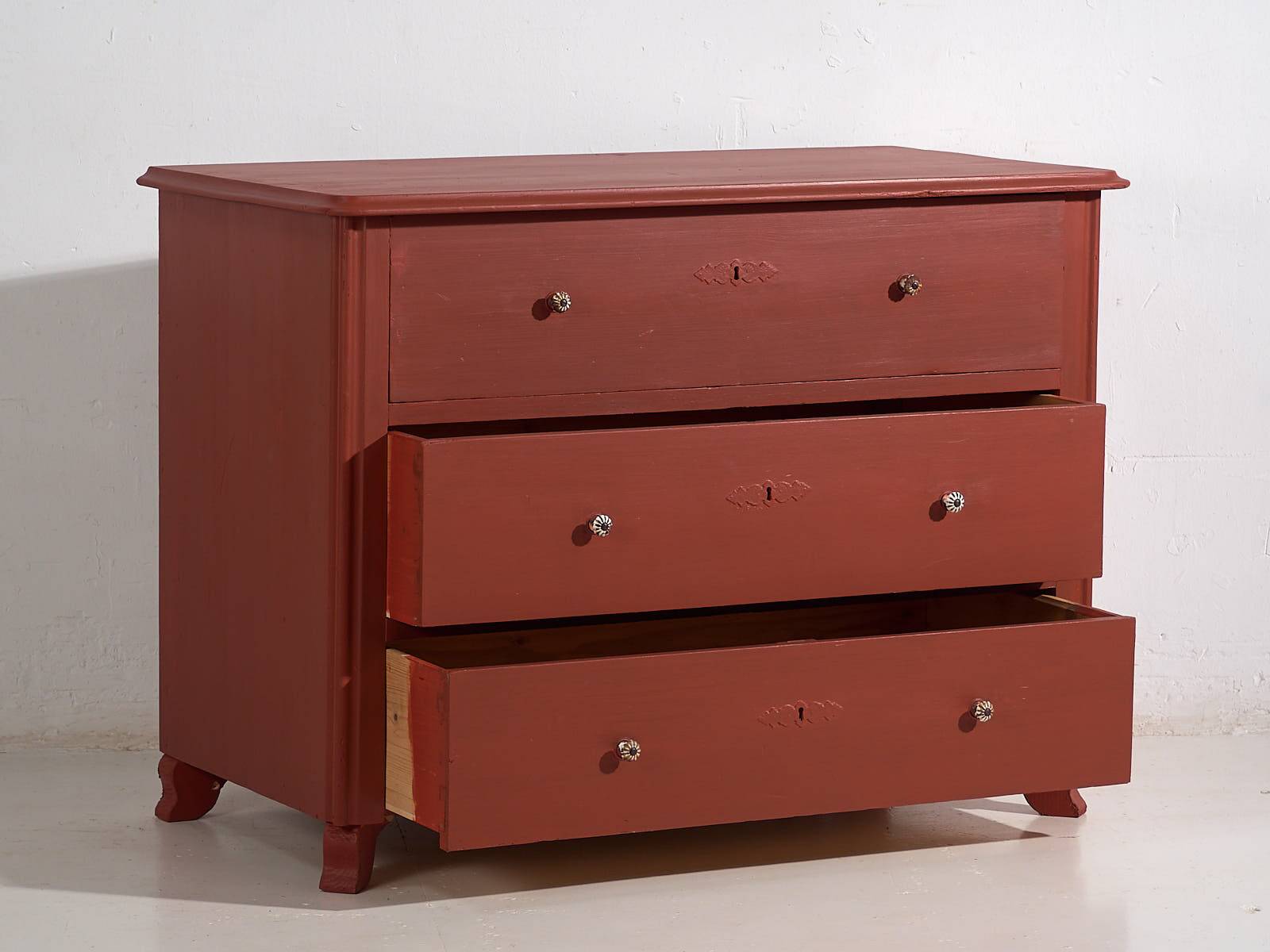 Antique red terracotta chest of drawers (circa 1920) #91