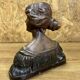 old plaster bust, young art deco woman, patina, signed Gustave Van Vaerenbergh