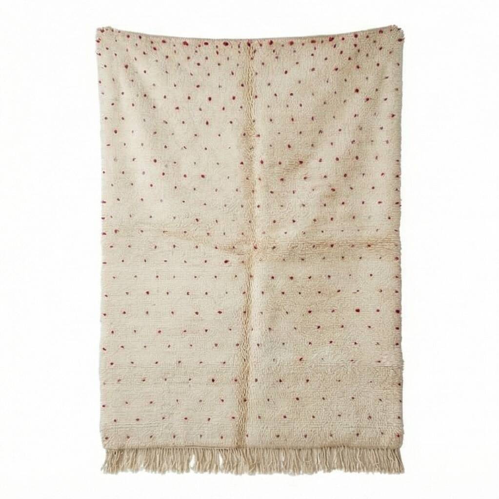 Sumptuous pink polka dot Berber rug 150x250 cm