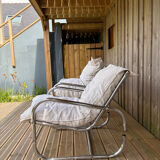 Pair of reupholstered armchairs from the 1970s.