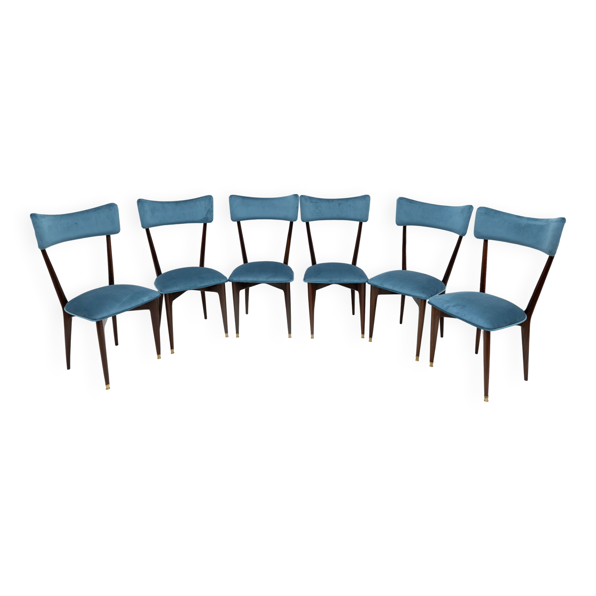 Ico & Luisa Parisi Rare Set of Six Mid-century Modern Velvet Dining Chairs