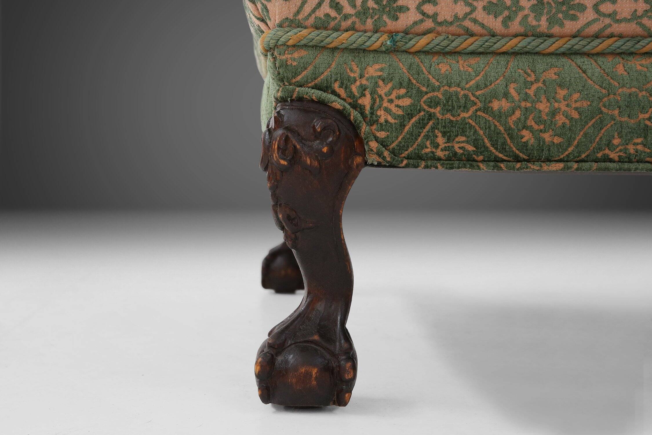 Large Victorian Sofa and Matching Ottoman, United Kingdom, 1890s