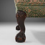 Large Victorian Sofa and Matching Ottoman, United Kingdom, 1890s