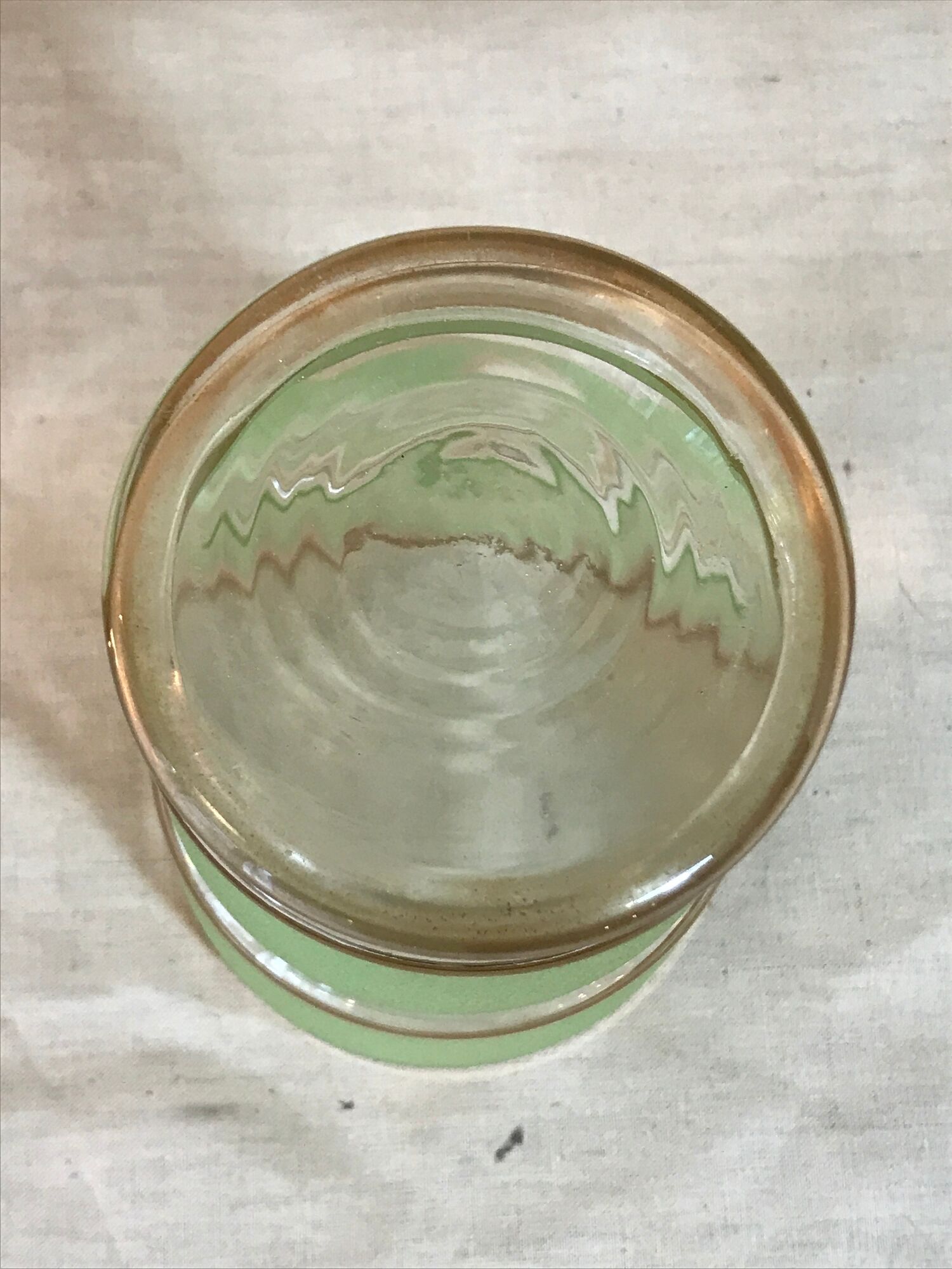 Green granite glass vase and vintage gilding 1950 art deco style