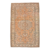 Tapis persan vintage 7x9 pour salon, orange saumon et beige, 168 x 257 cm