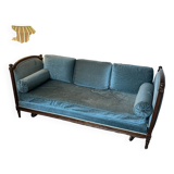 Vintage Louis XVI style blue velvet sofa