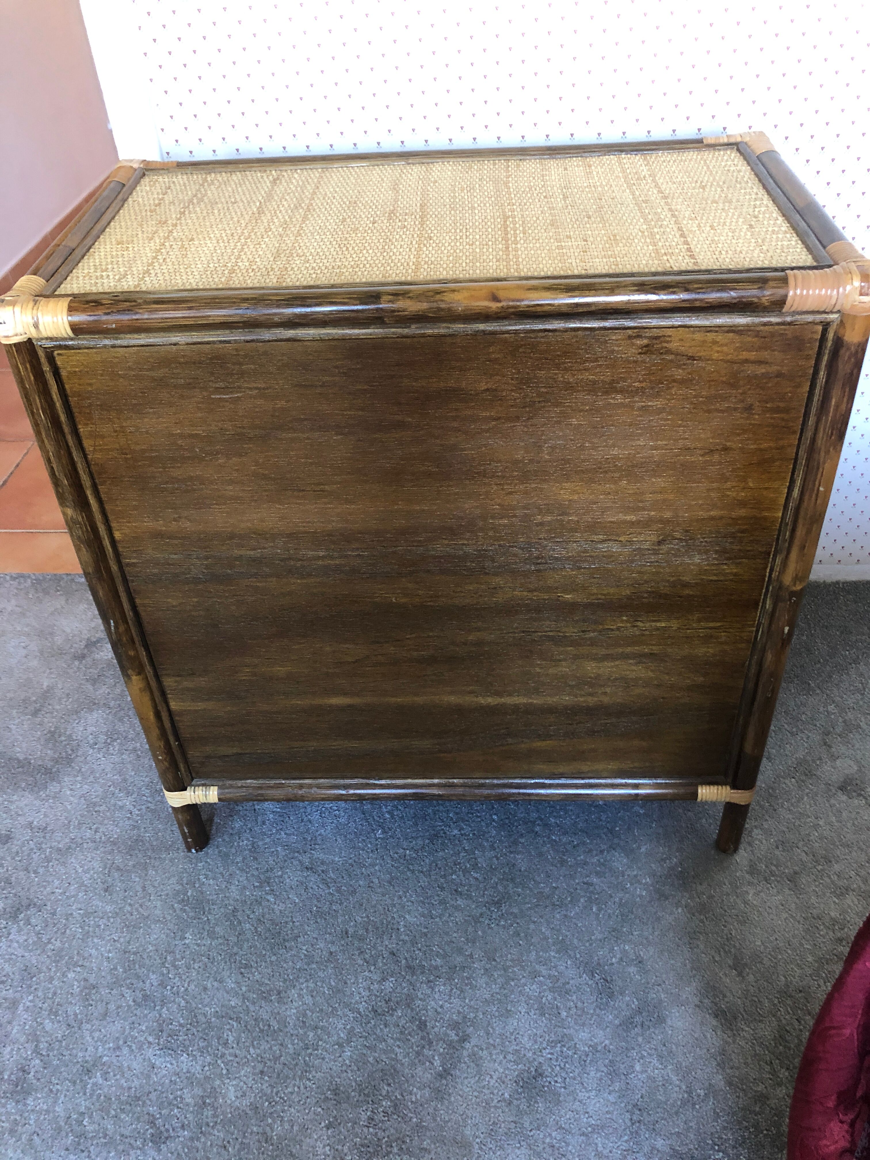 Vintage woven rattan sideboard