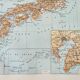 Old engraving 1898, Japan, map, Asia, Tokyo • Lithograph, Original plate