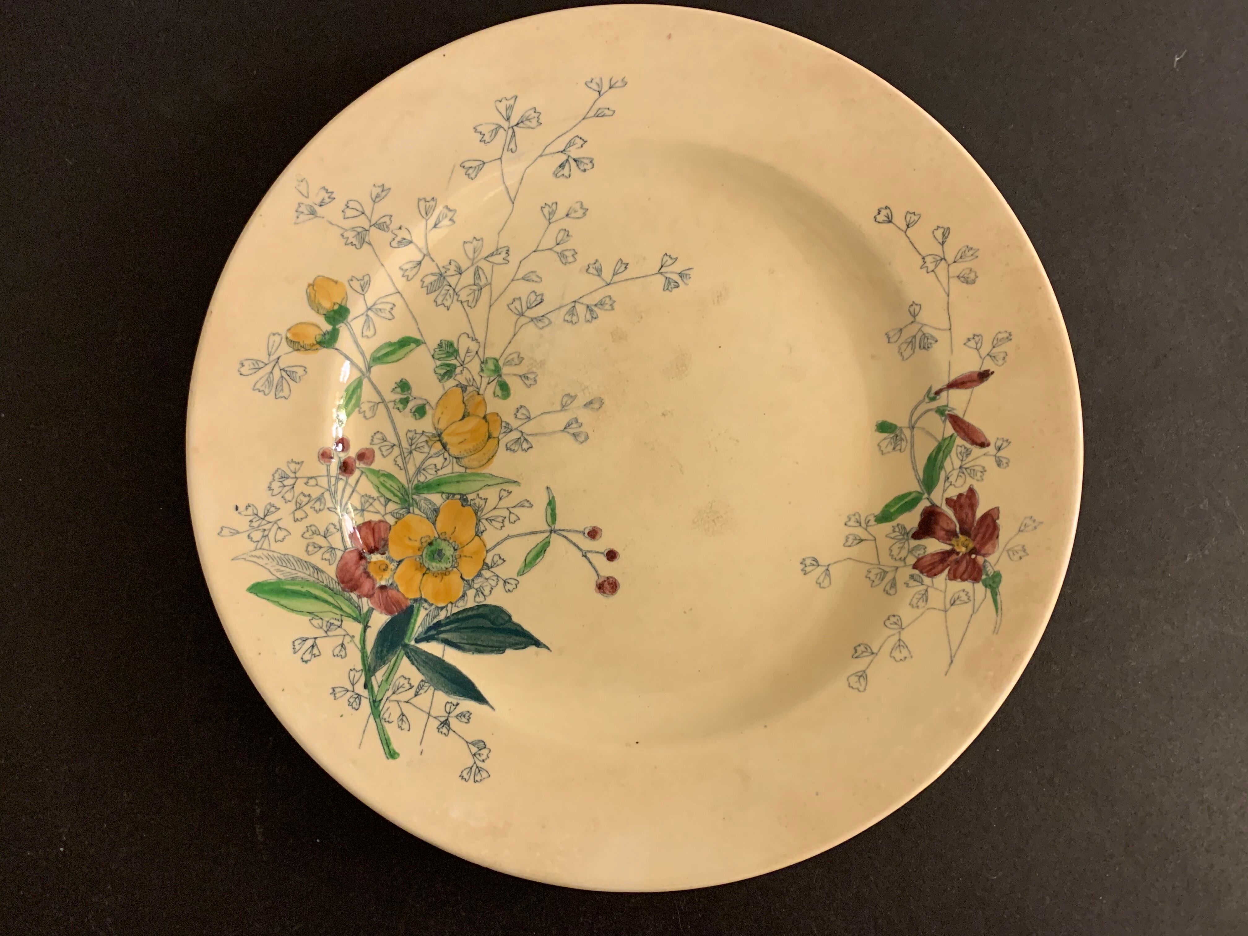 12 old polychrome flat plates Jules Vieillard Bordeaux, 19th century