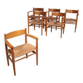 Dining chairs oak and new papercord by Hans J. Wegner for Carl Hansen CH37