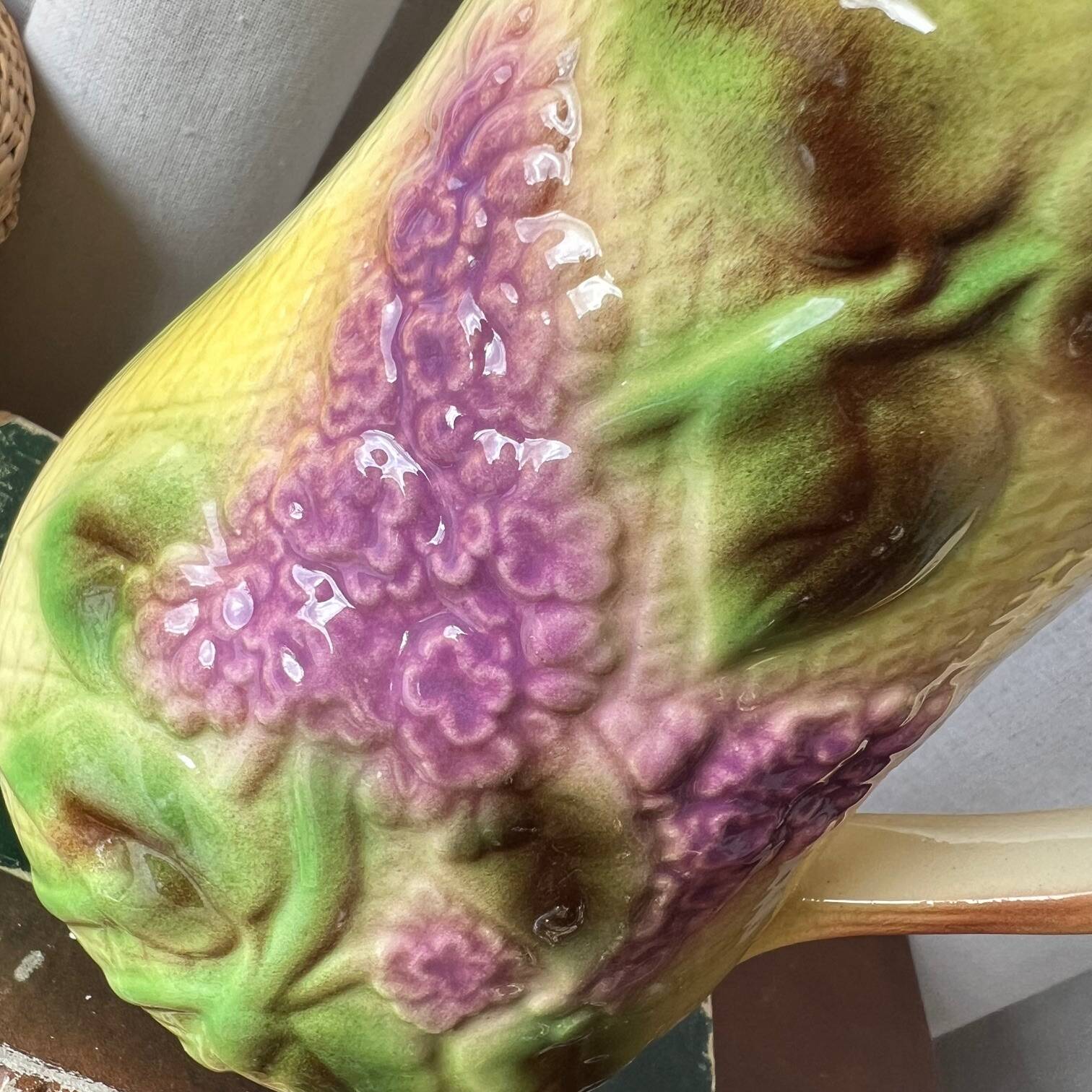 Antique St. Clement "Lilac" earthenware pitcher