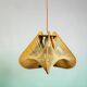 Wood and straw Japandi style hanging lamp
