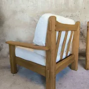 Paire de fauteuils vintage en orme massif