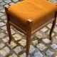 Louis XV piano stool in solid oak wood and orange fabric