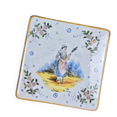 Old HB Quimper trivet – Breton woman with a distaff
