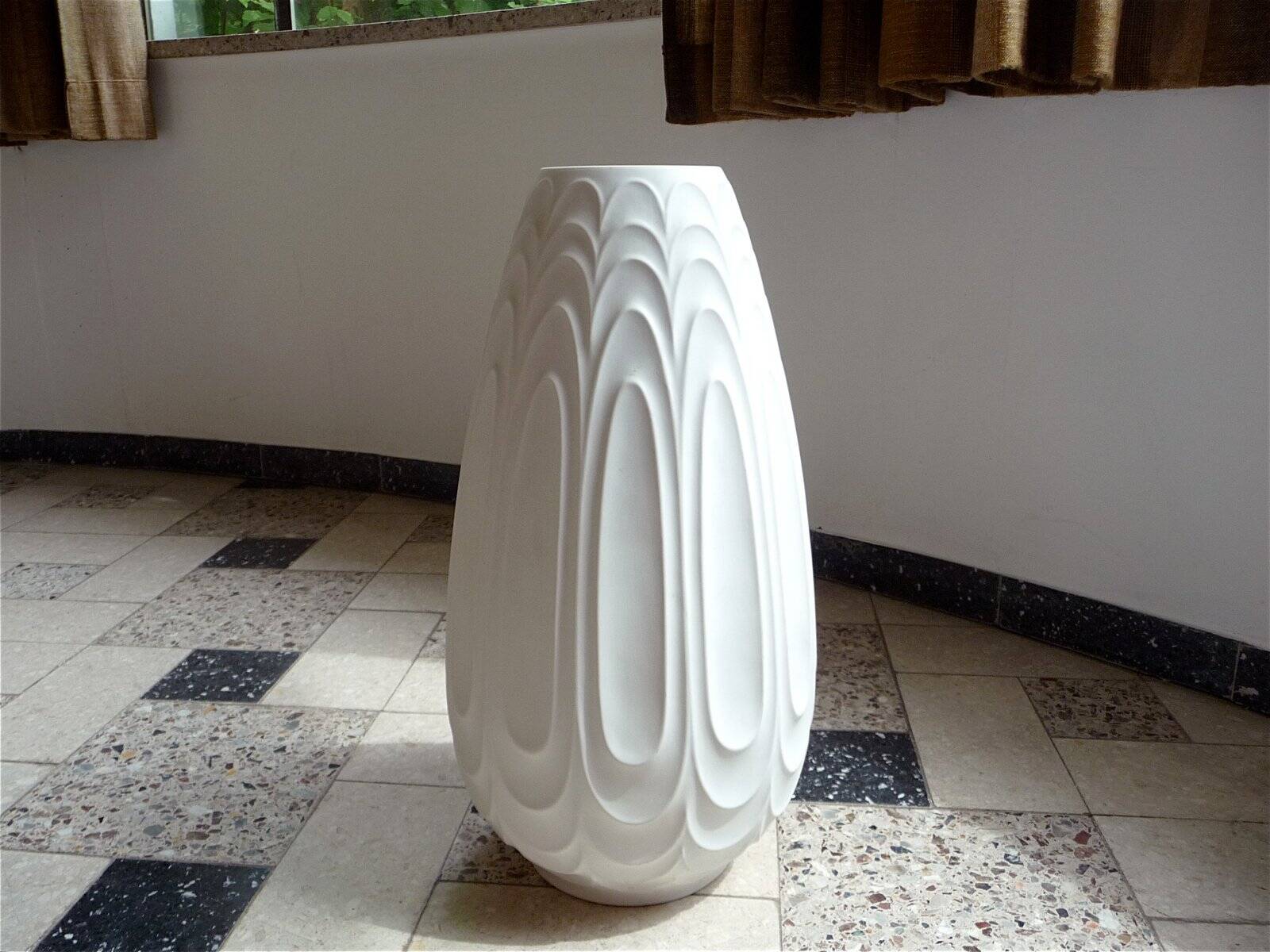 Large porcelain floor vase with relief by H&C Heinrich, West-Germany 1960s