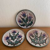 Service en ceramique vallauris 60s decor chardons