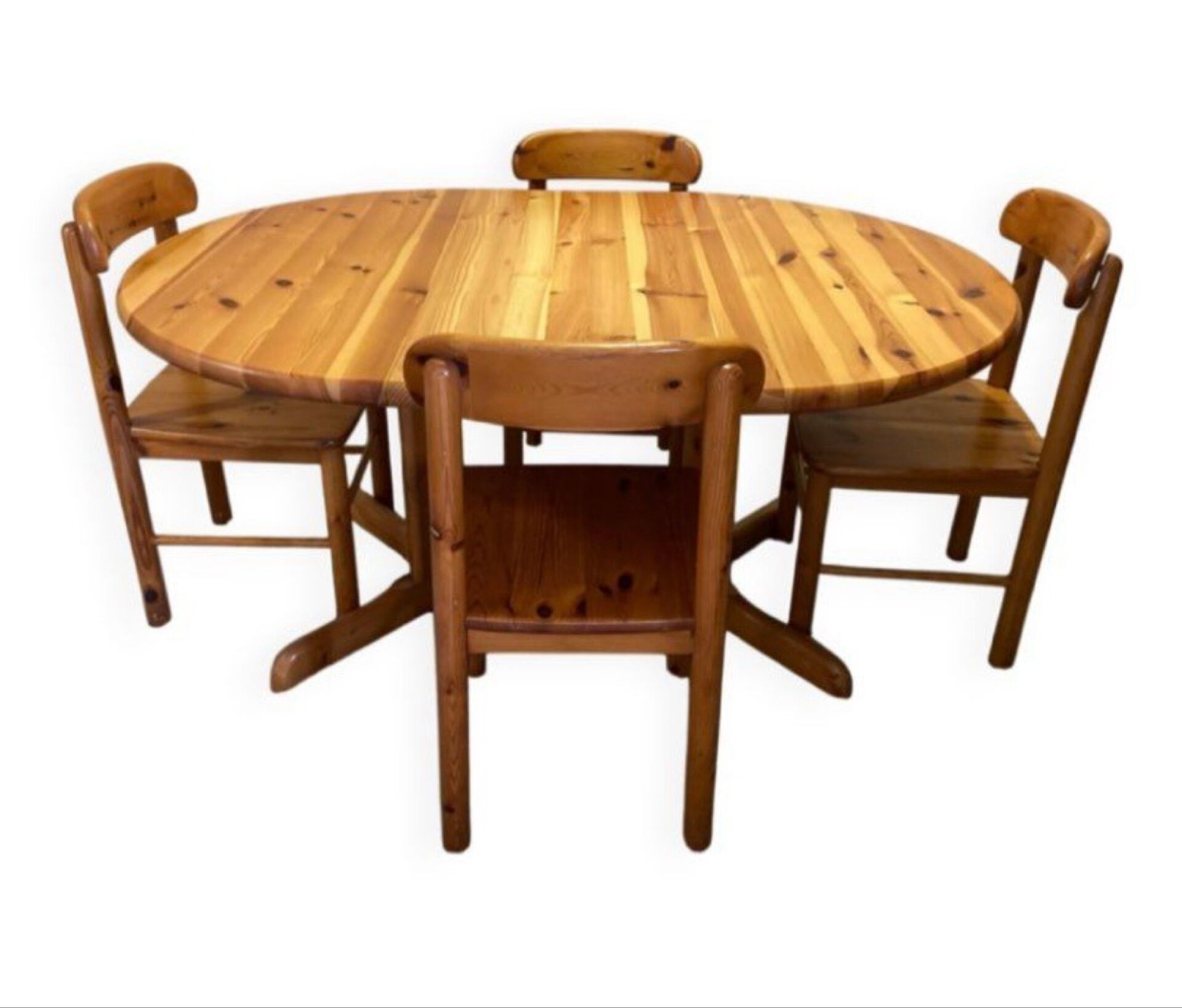 Table and chairs, pine, 1960s.