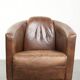 Fauteuil design aviateur en cuir de vache couleur cognac robuste