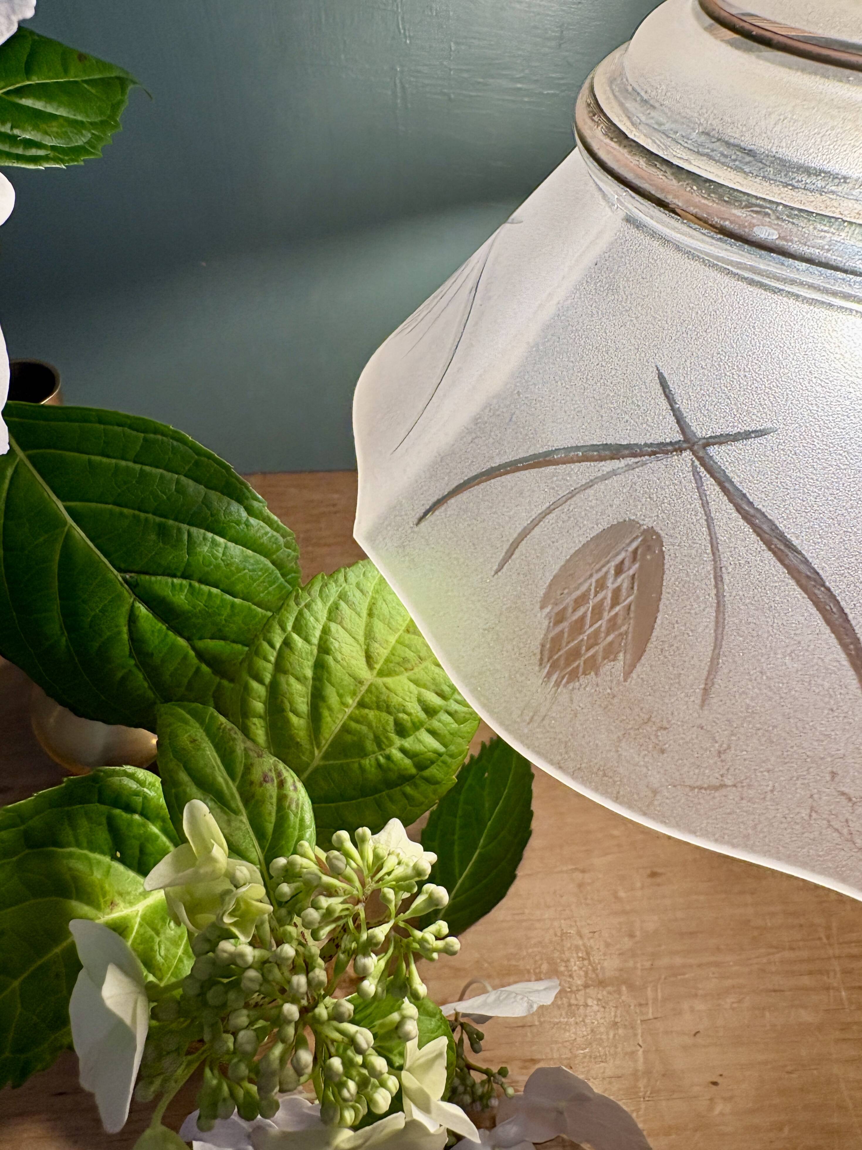 Vintage frosted glass lampshade pendant light