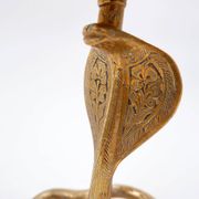 Pair of engraved brass cobra candlesticks - 1960s