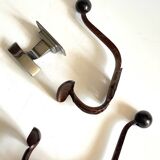 Set of 3 vintage patinated metal coat hooks