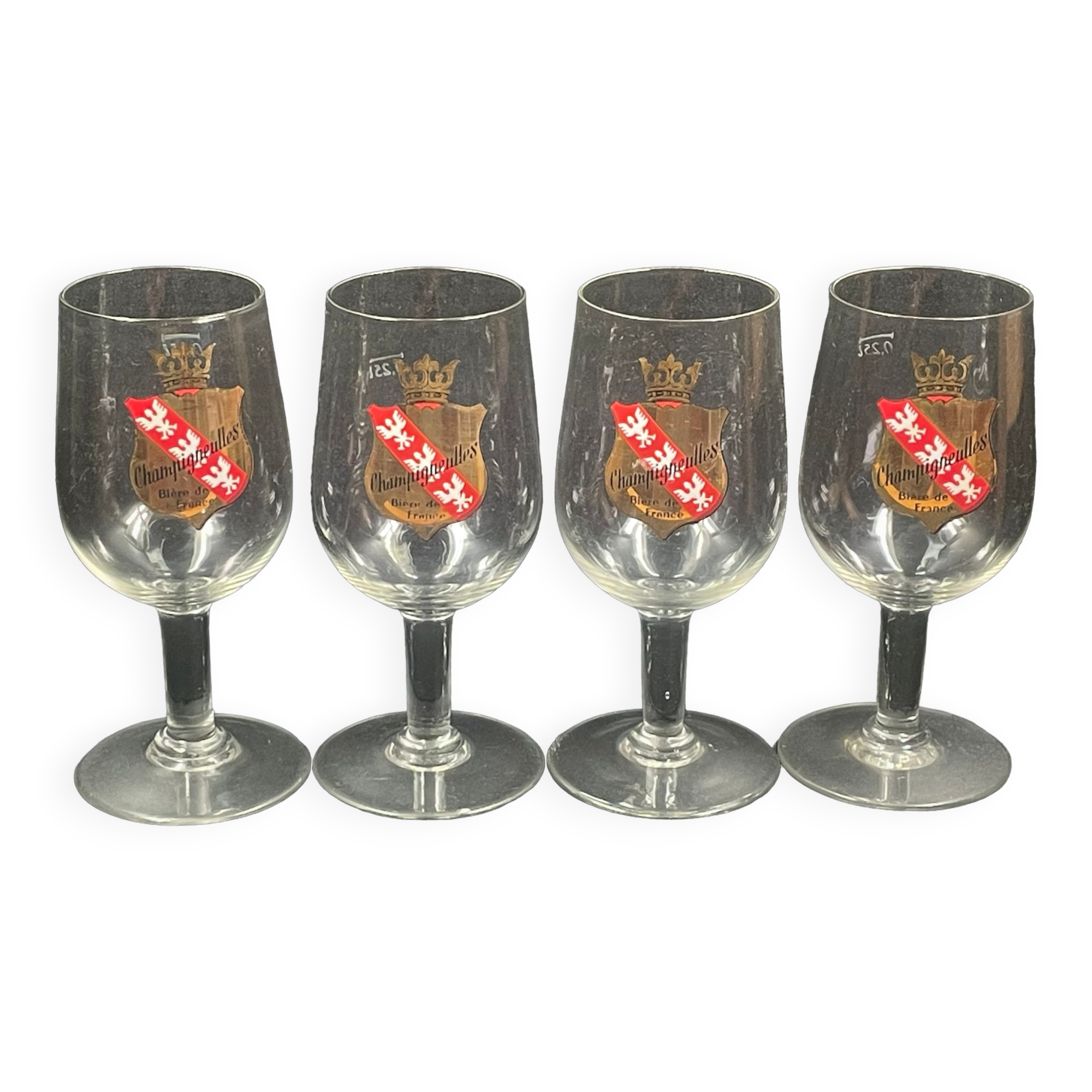 4 beer glasses Champigneulles 70s