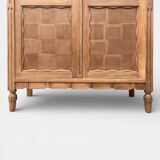 Parisian glass-fronted Art Deco wardrobe in solid raw walnut.