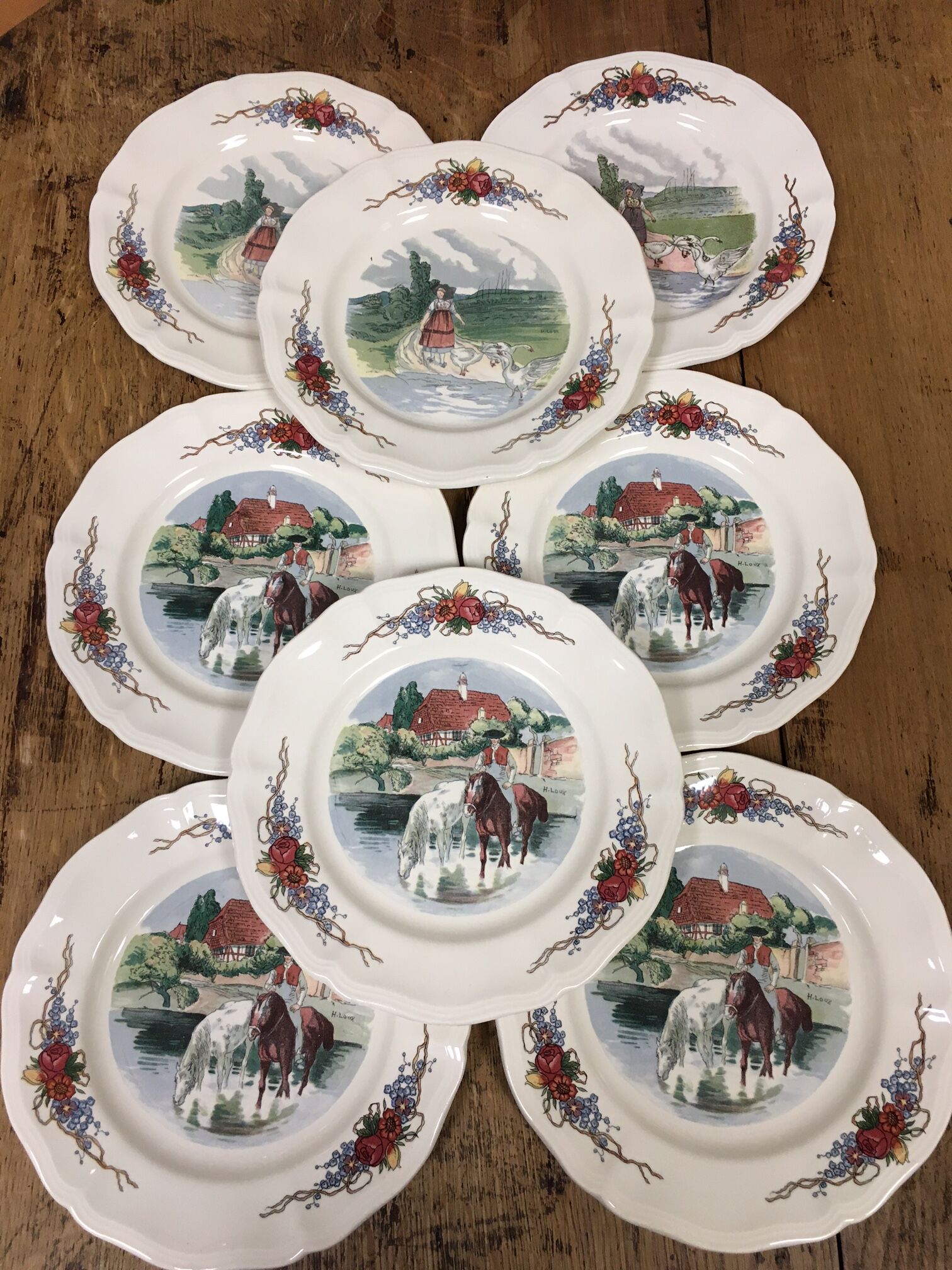 8 dessert plates Obernai Sarreguemines France