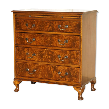 Commode vintage années 1940 en noyer avec plateau de service de majordome
