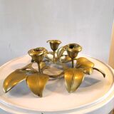 Bronze candle holder with three flowers design 60s - 70s
