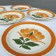 Set 6 assiettes Gien fleur orange 1970 décor peint à la main