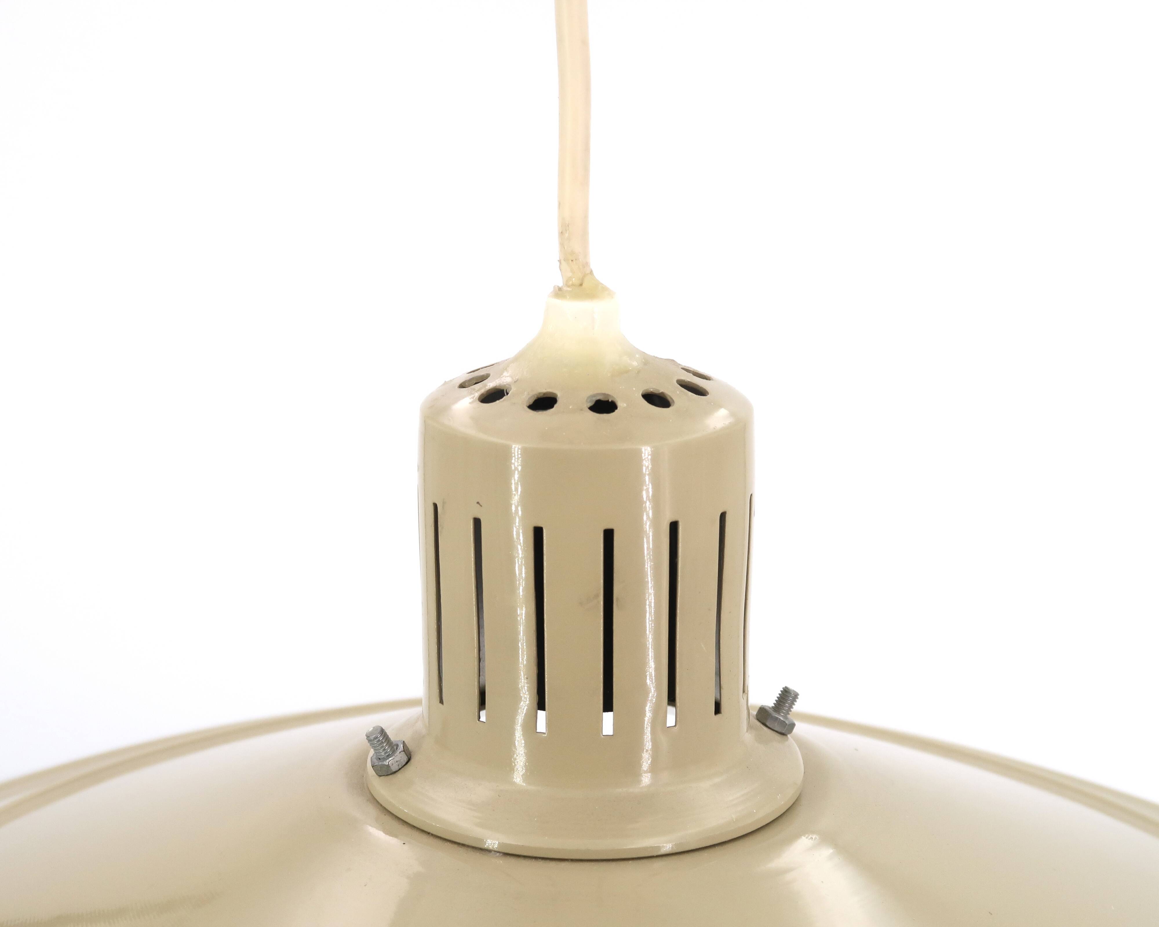 Beige khaki metal pendant light, 70s