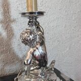 Christofle silver-plated bronze cherub 1870 mounted as a lamp
