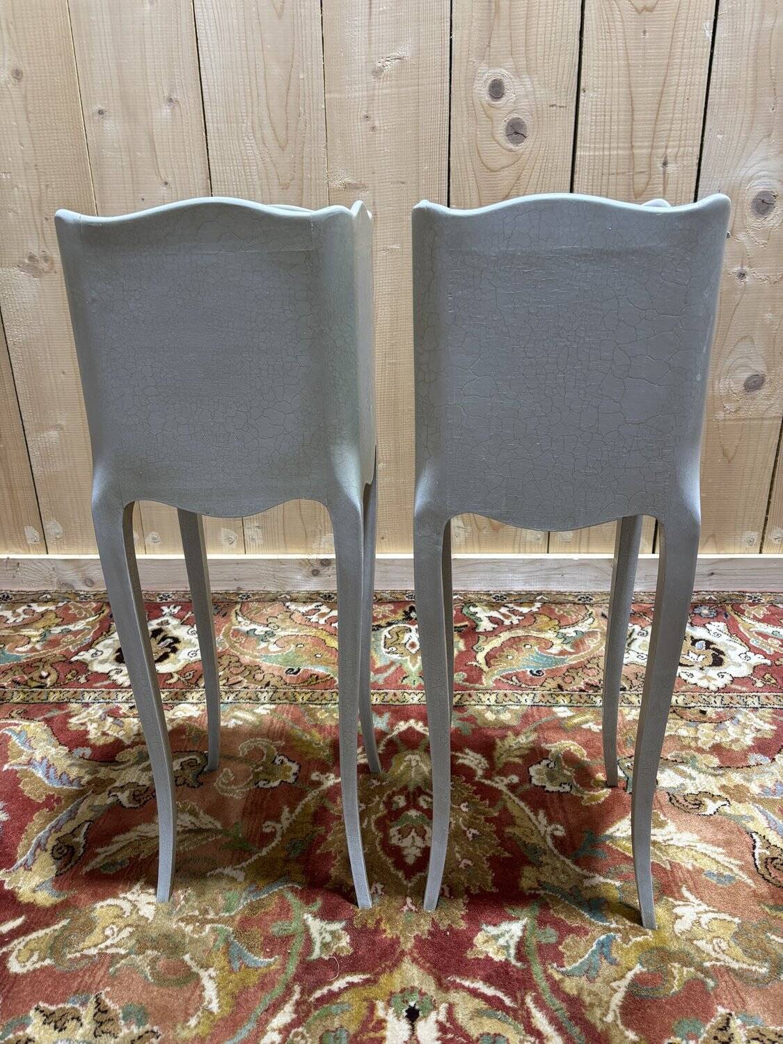 Pair of white Louis XV style bedside tables.