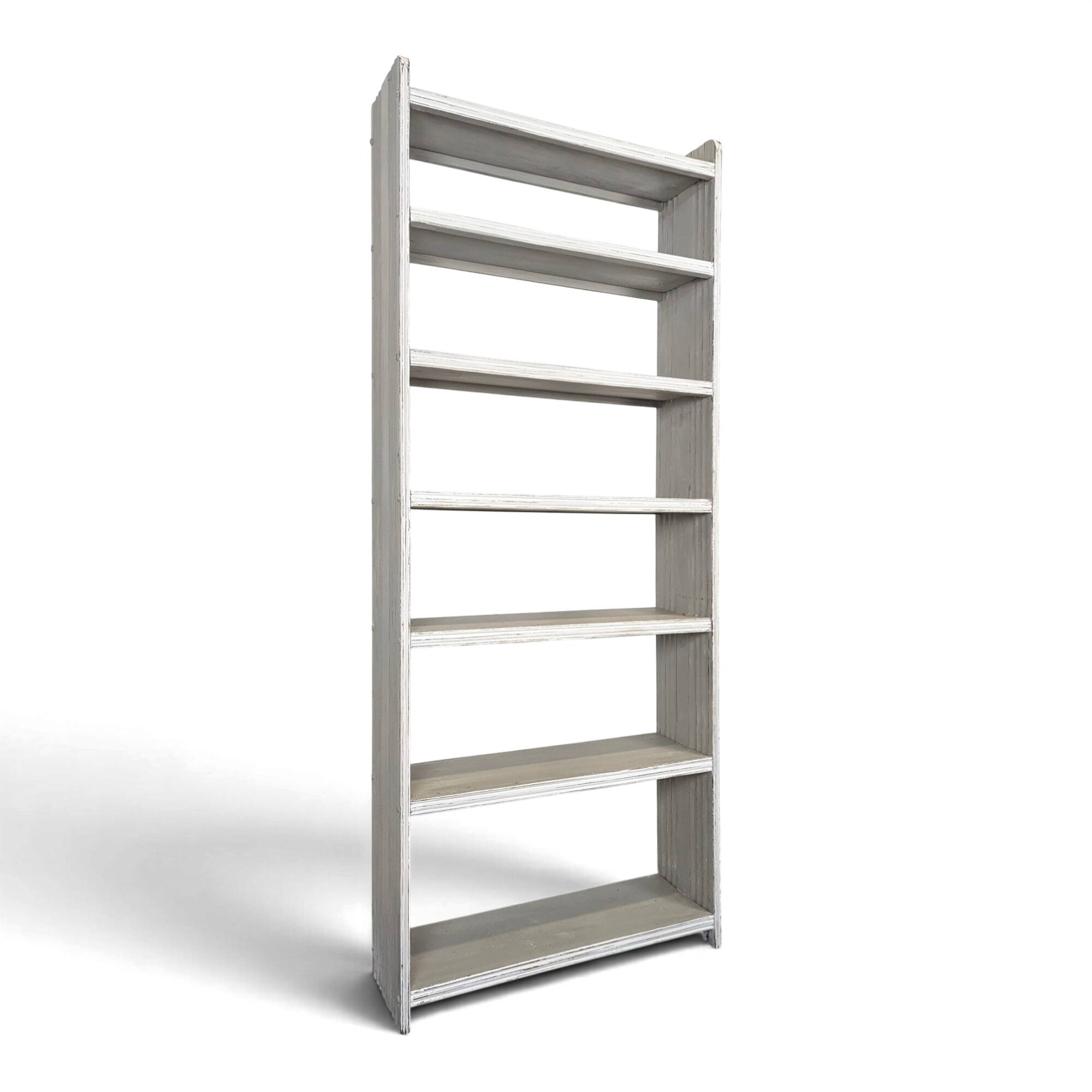Grande étagère bibliothèque en bois peint blanc