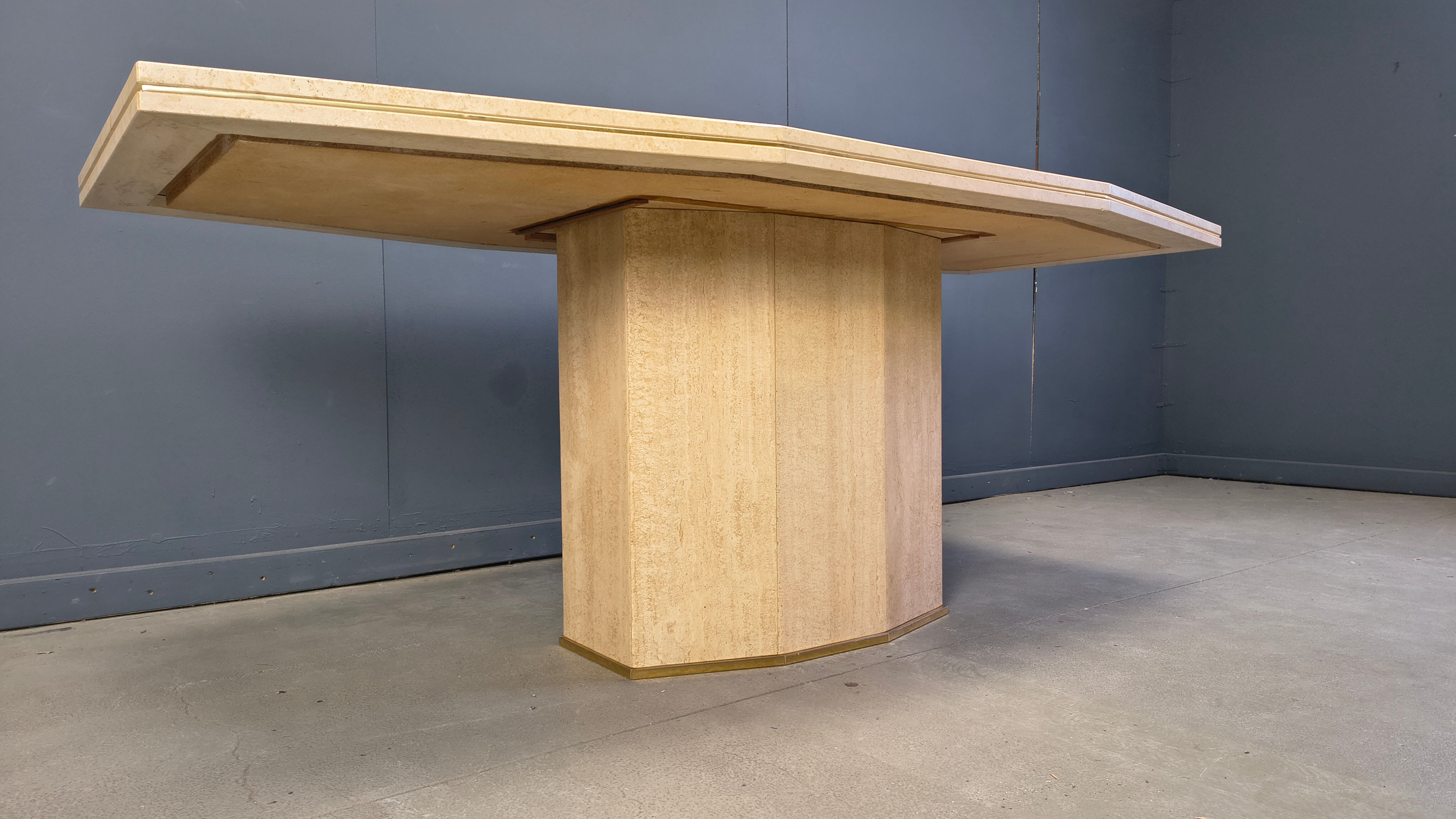 Vintage solid travertine dining table