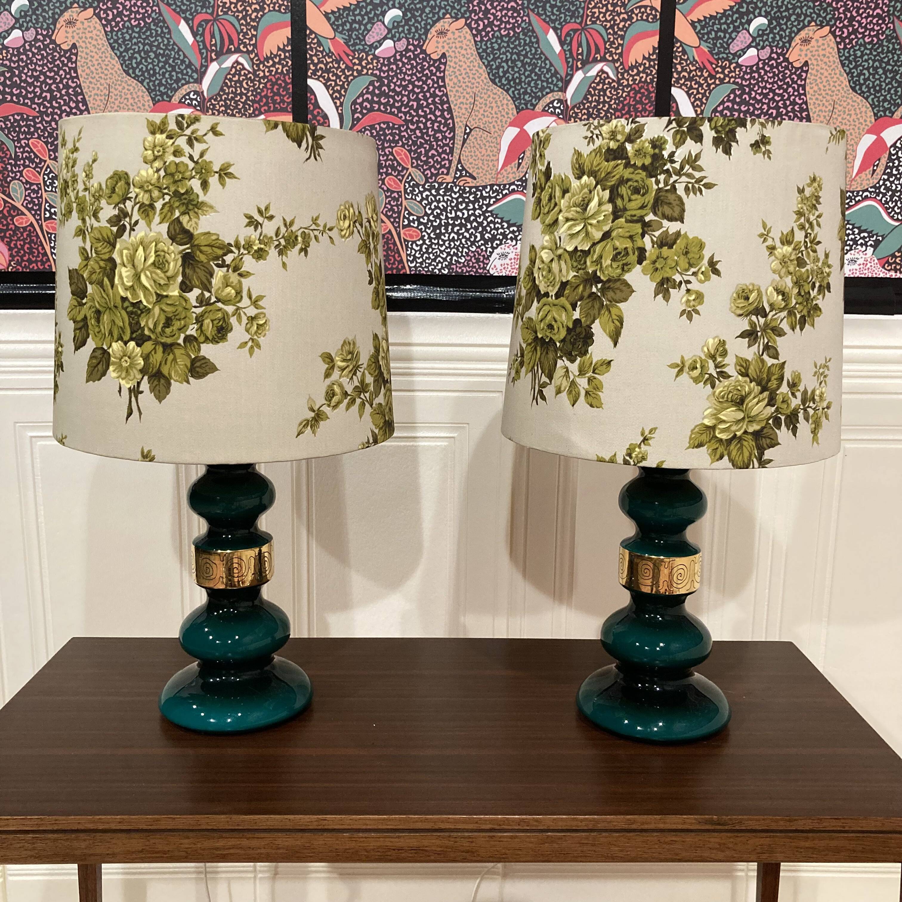 Pair of Scandinavian design glass lamps from the 1950s.